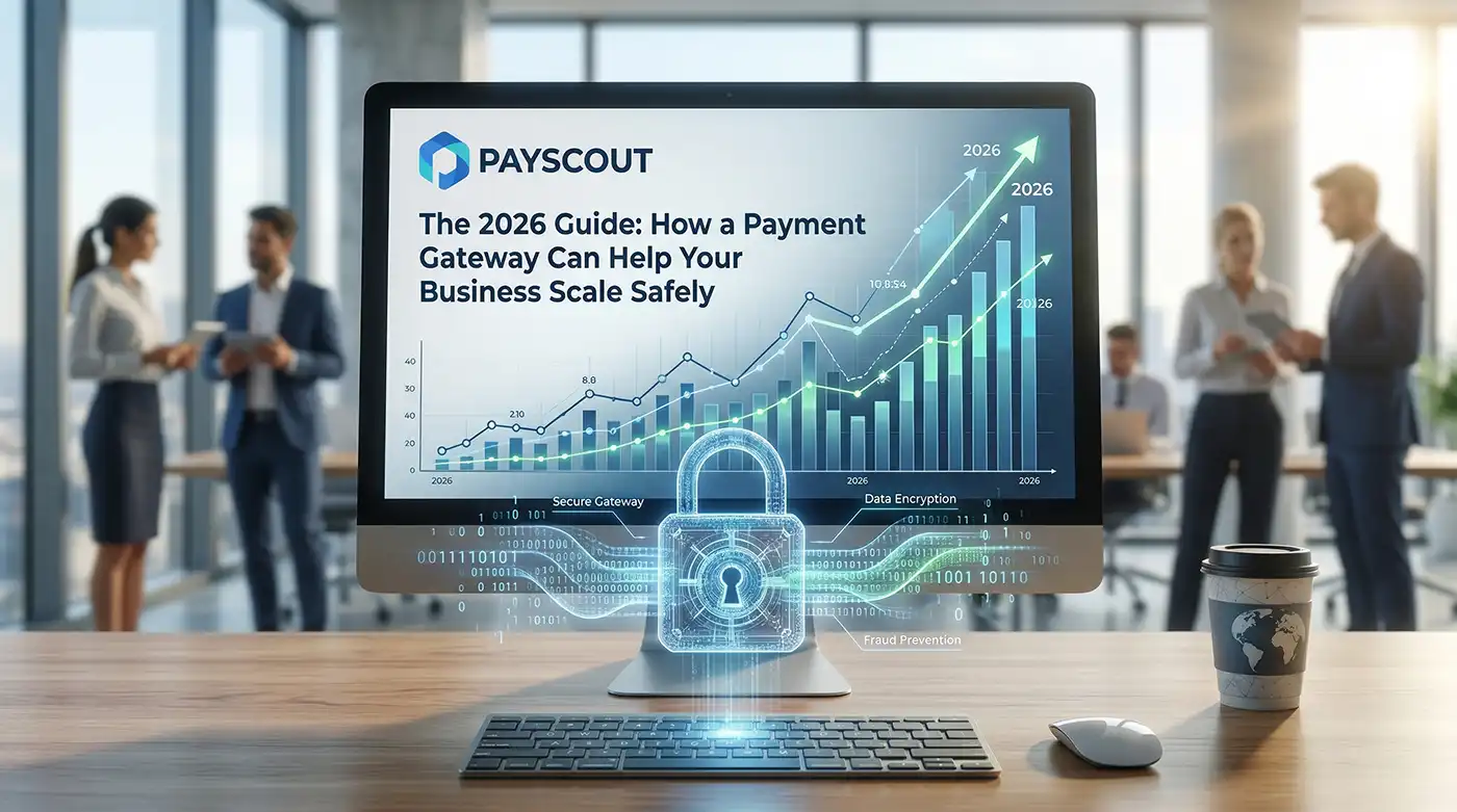 A glowing digital padlock hovering over a laptop displaying a secure e-commerce checkout, representing safe payment gateway processing.